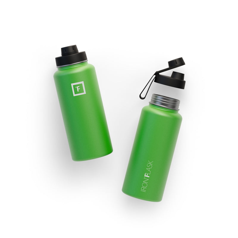 Iron Flask 32 Oz With Spout Lid Wide Mouth Bottle Green | 023XHKWGU