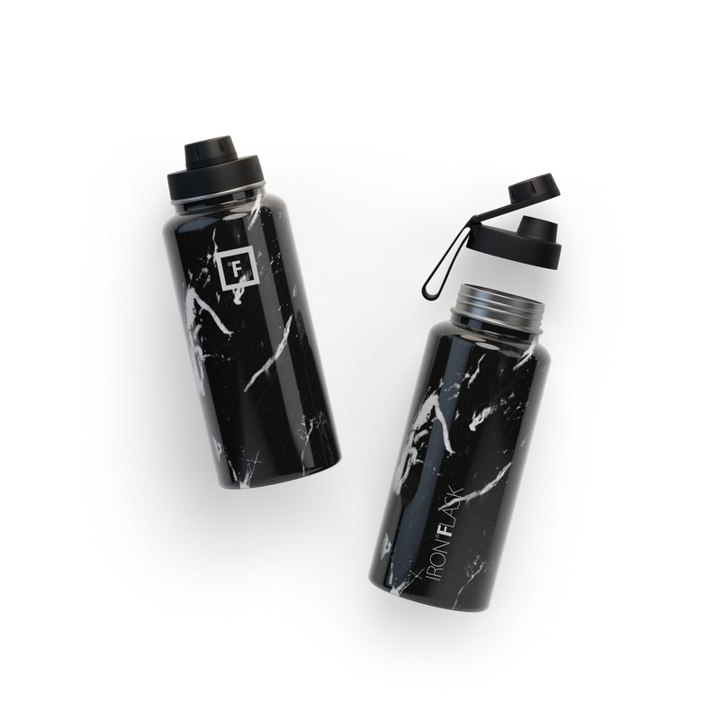 Iron Flask 32 Oz With Spout Lid Wide Mouth Bottle Black | 045JEDICW