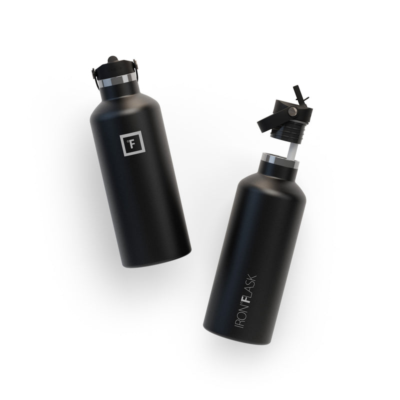 Iron Flask 32 Oz with Straw Lid Narrow Mouth Bottle Black | 935LEKQYC
