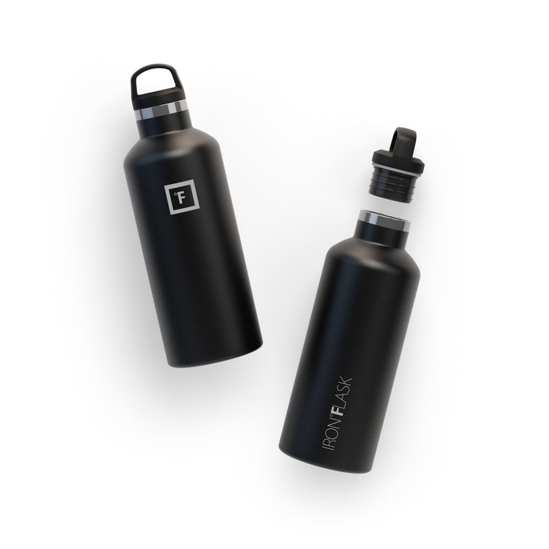 Iron Flask 32 Oz with Straw Lid Narrow Mouth Bottle Black | 935LEKQYC