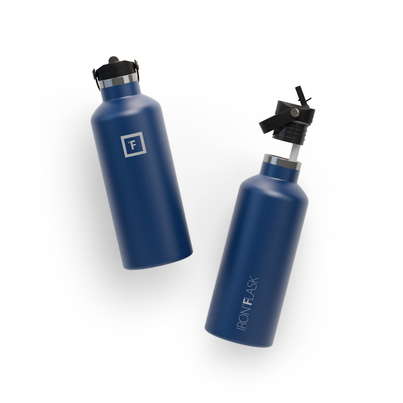 Iron Flask 32 Oz with Straw Lid Narrow Mouth Bottle Blue | 384JQWBSK