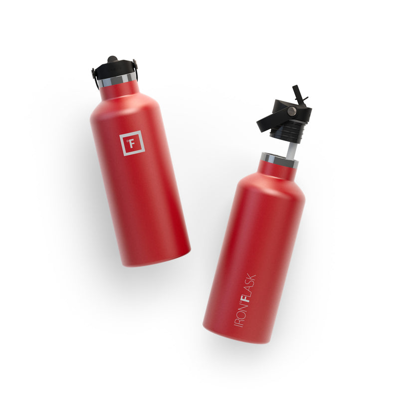Iron Flask 32 Oz with Straw Lid Narrow Mouth Bottle Red | 829TVCAFS