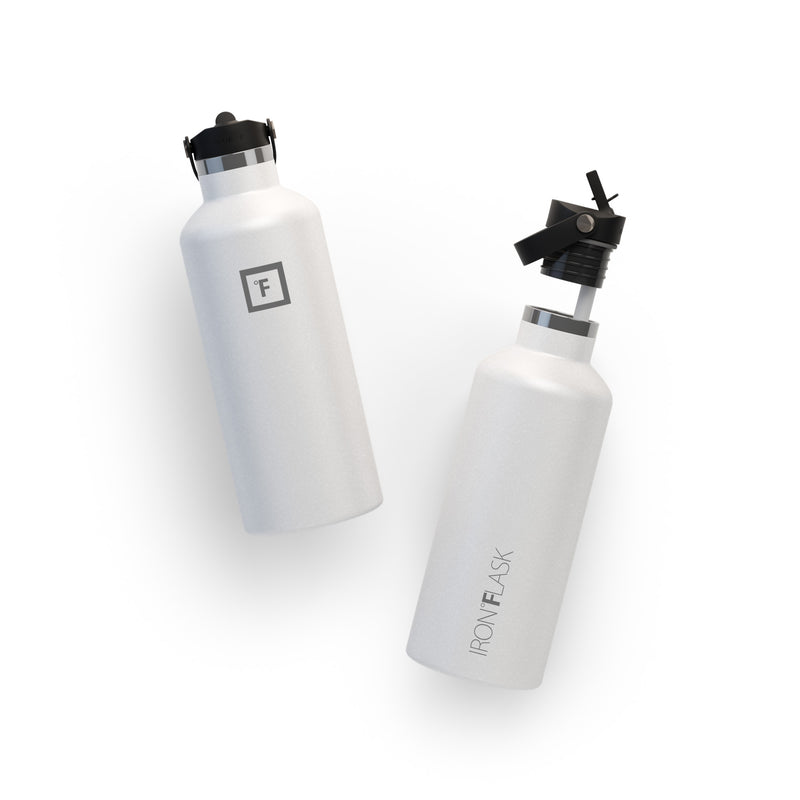 Iron Flask 32 Oz with Straw Lid Narrow Mouth Bottle White | 651JYUMEN