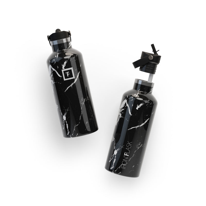 Iron Flask 32 Oz with Straw Lid Narrow Mouth Bottle Black | 512LFYOKU