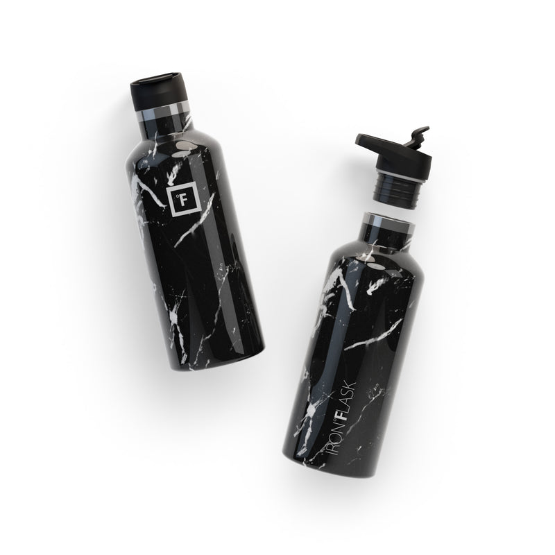 Iron Flask 32 Oz with Straw Lid Narrow Mouth Bottle Black | 512LFYOKU