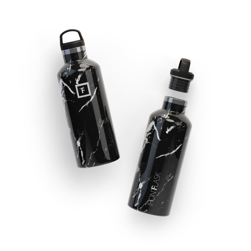 Iron Flask 32 Oz with Straw Lid Narrow Mouth Bottle Black | 512LFYOKU