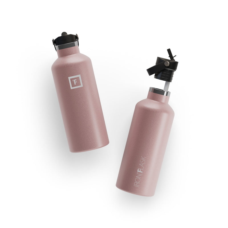 Iron Flask 32 Oz with Straw Lid Narrow Mouth Bottle Rose Gold | 375AHFEMX