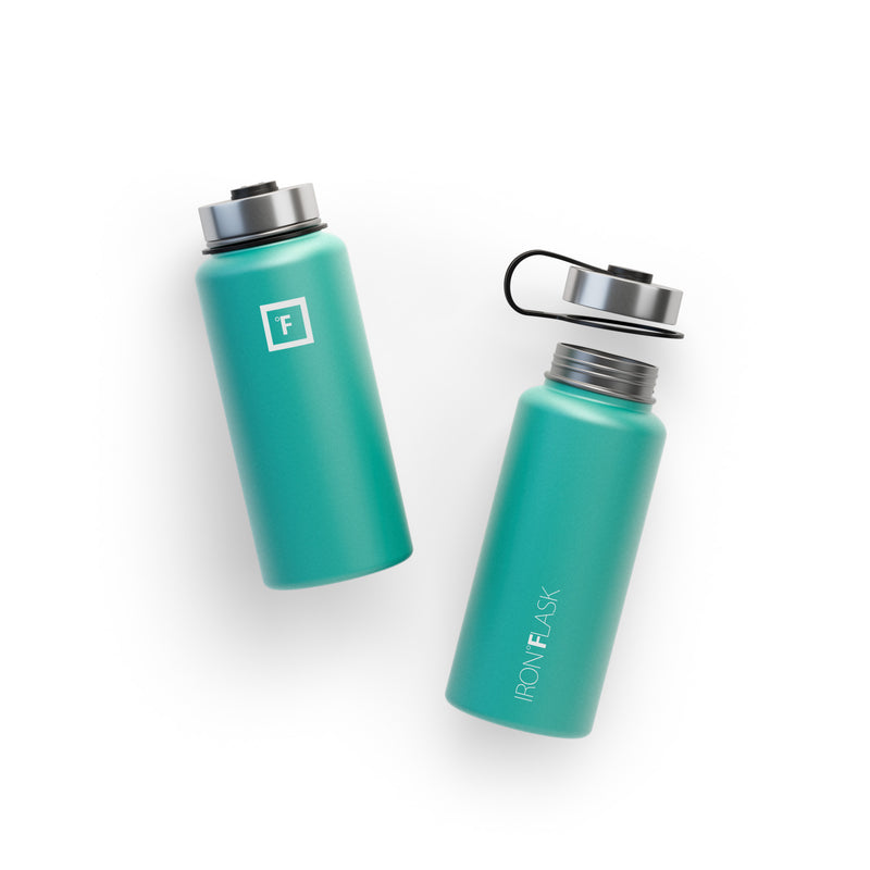 Iron Flask 32 Oz with Straw Lid Wide Mouth Bottle Turquoise | 654RCNKAJ