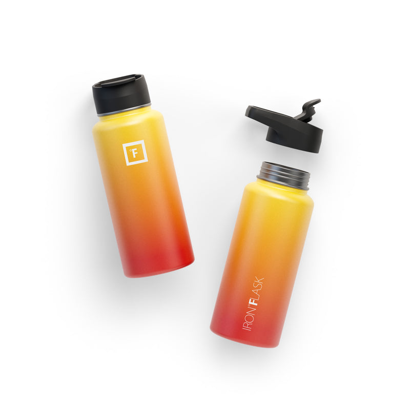 Iron Flask 32 Oz with Straw Lid Wide Mouth Bottle Fire | 821VRNAQF
