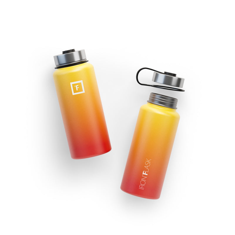 Iron Flask 32 Oz with Straw Lid Wide Mouth Bottle Fire | 821VRNAQF