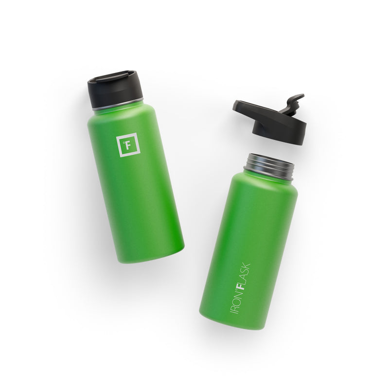 Iron Flask 32 Oz with Straw Lid Wide Mouth Bottle Green | 869NIQJGX