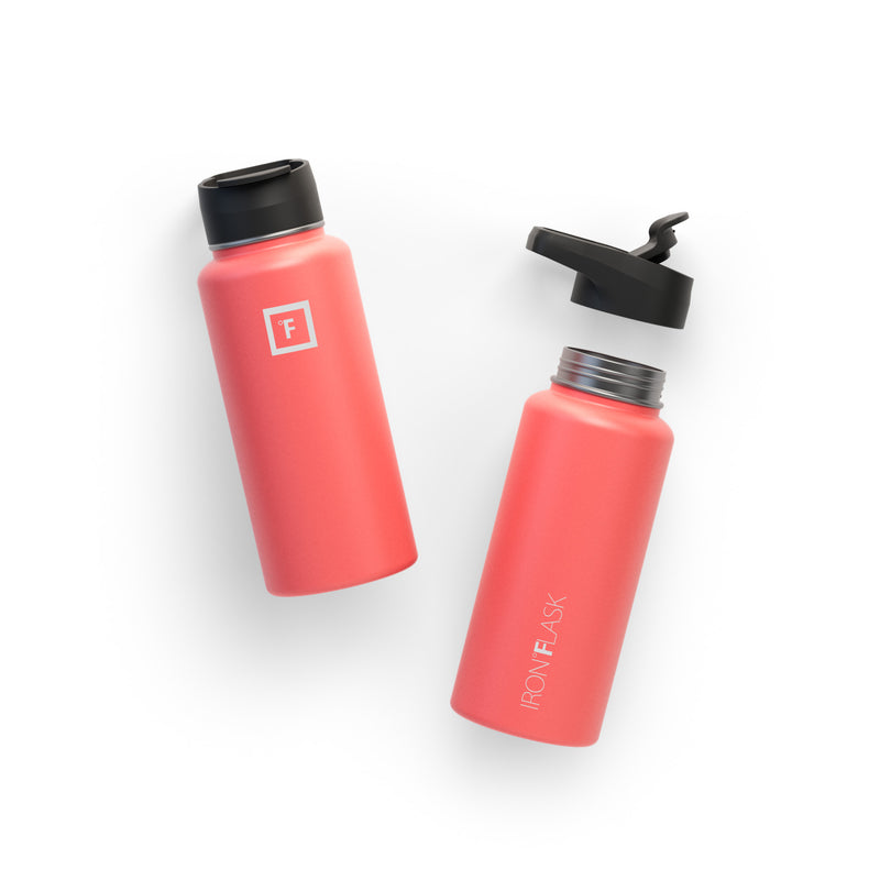 Iron Flask 32 Oz with Straw Lid Wide Mouth Bottle Coral | 023CJKGQY