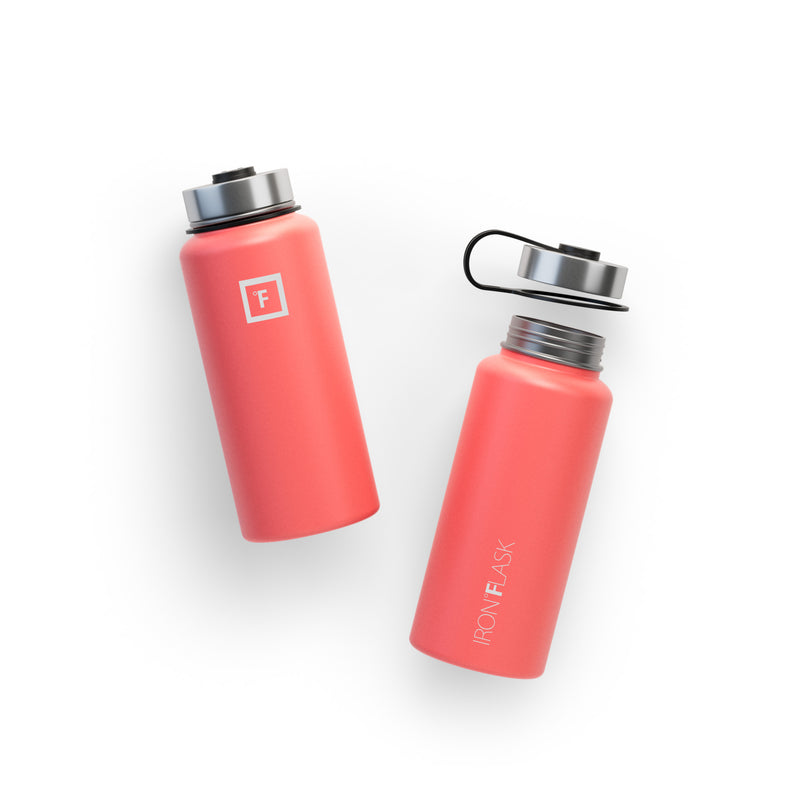 Iron Flask 32 Oz with Straw Lid Wide Mouth Bottle Coral | 023CJKGQY