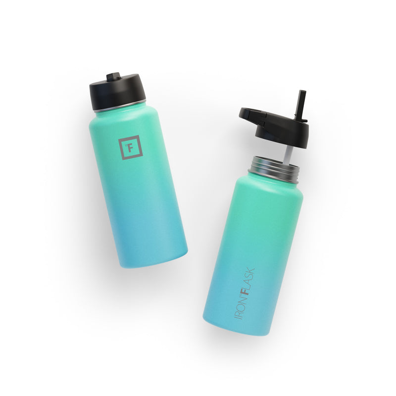 Iron Flask 32 Oz with Straw Lid Wide Mouth Bottle Blue | 752OLCDJR