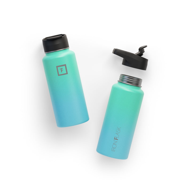 Iron Flask 32 Oz with Straw Lid Wide Mouth Bottle Blue | 752OLCDJR