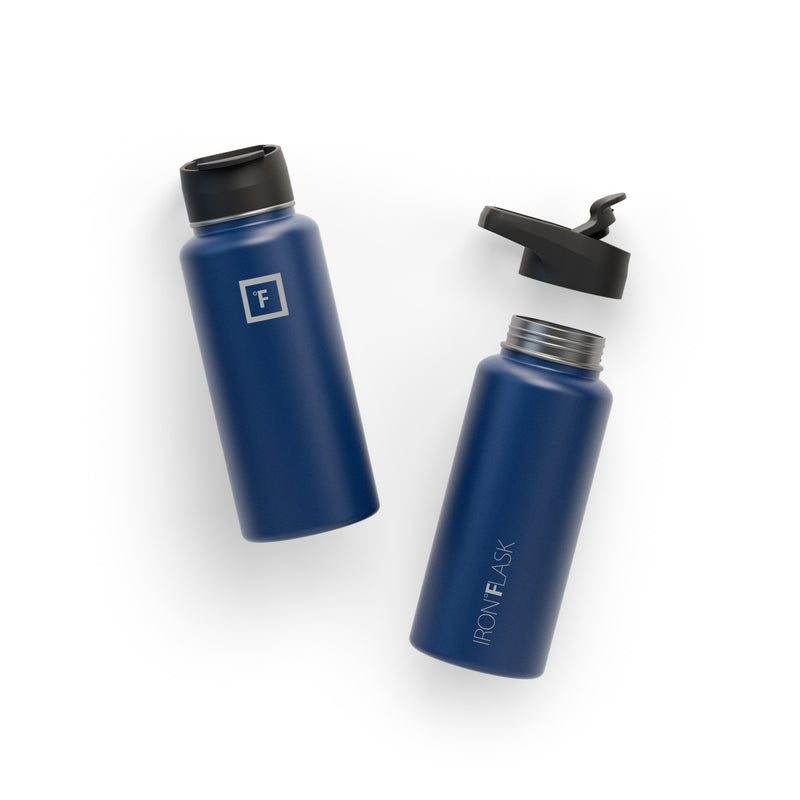 Iron Flask 32 Oz with Straw Lid Wide Mouth Bottle Blue | 038LZOXUG