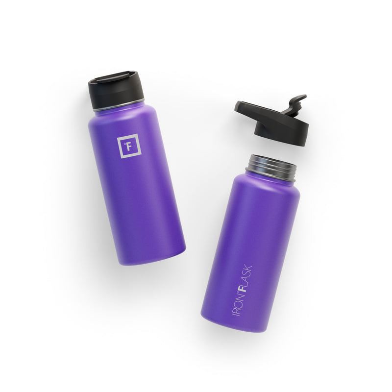 Iron Flask 32 Oz with Straw Lid Wide Mouth Bottle Purple | 274NMAOGW