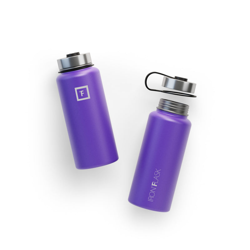 Iron Flask 32 Oz with Straw Lid Wide Mouth Bottle Purple | 274NMAOGW