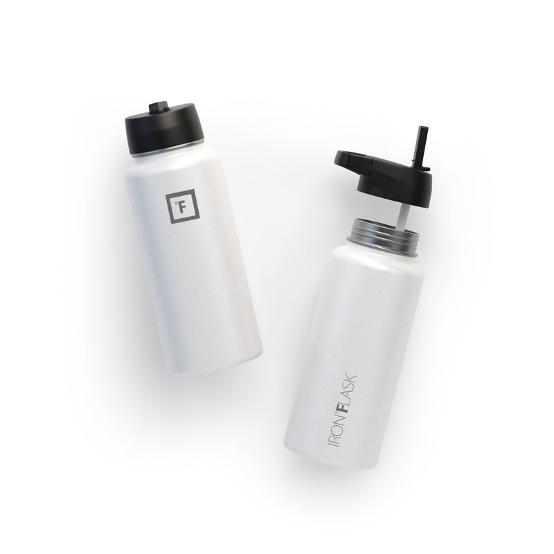 Iron Flask 32 Oz with Straw Lid Wide Mouth Bottle White | 421MRCZEQ