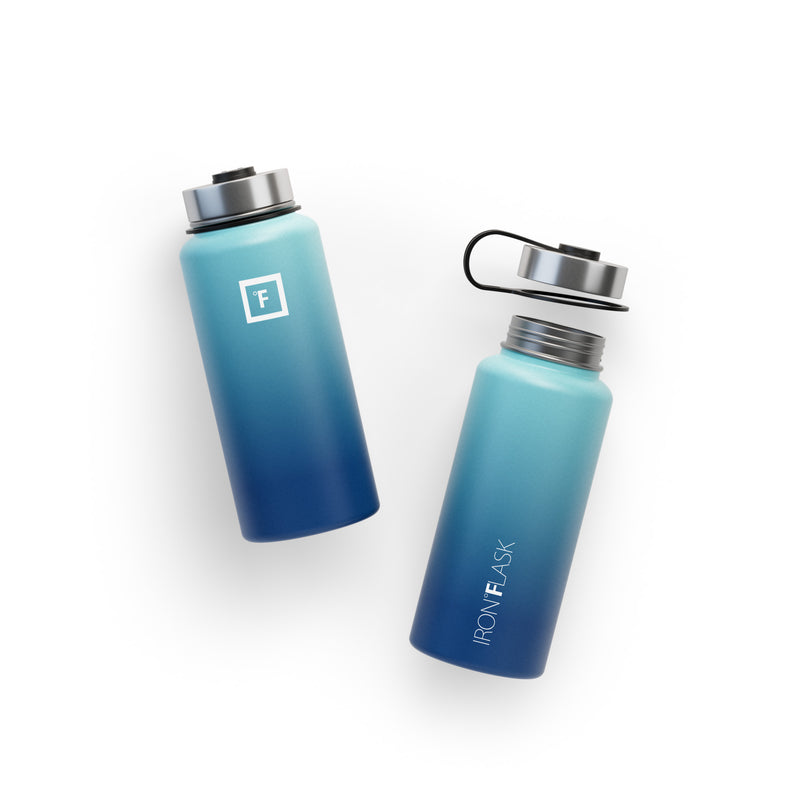 Iron Flask 32 Oz with Straw Lid Wide Mouth Bottle Blue | 932HRJKGL