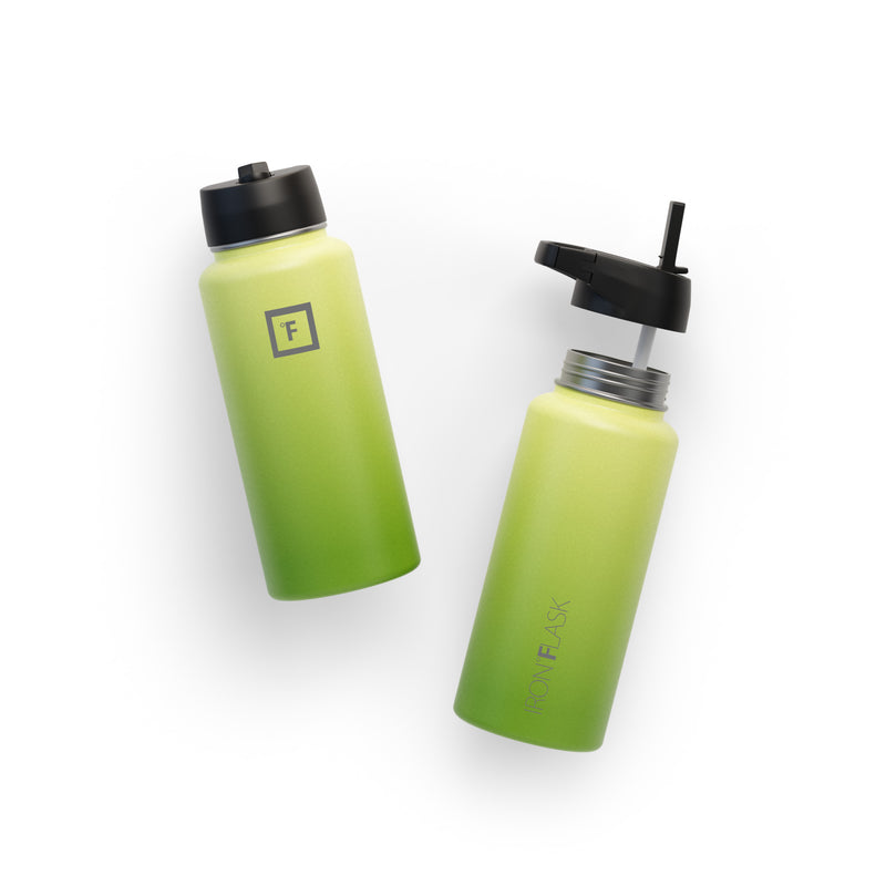 Iron Flask 32 Oz with Straw Lid Wide Mouth Bottle Light Green | 625IHNKDO