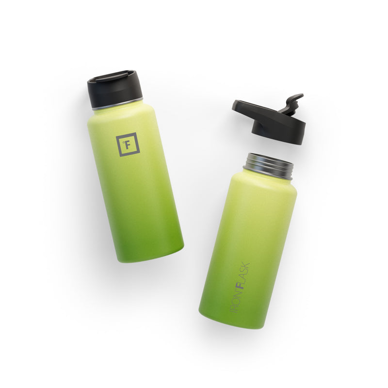 Iron Flask 32 Oz with Straw Lid Wide Mouth Bottle Light Green | 625IHNKDO