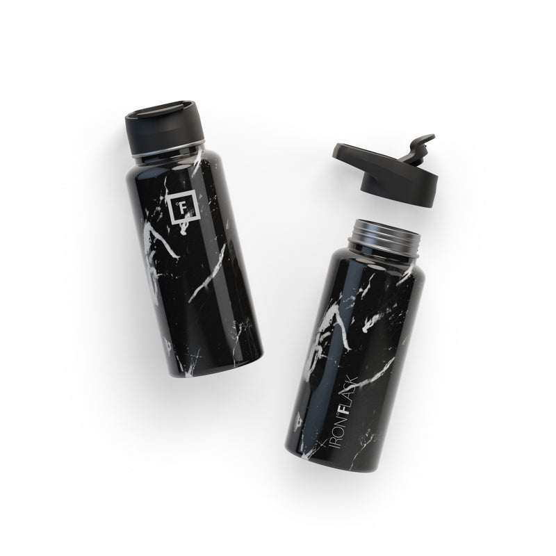 Iron Flask 32 Oz with Straw Lid Wide Mouth Bottle Black | 430NZUBJQ