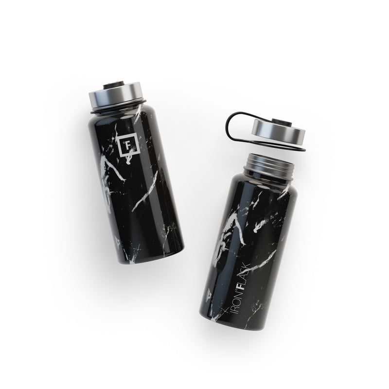 Iron Flask 32 Oz with Straw Lid Wide Mouth Bottle Black | 430NZUBJQ