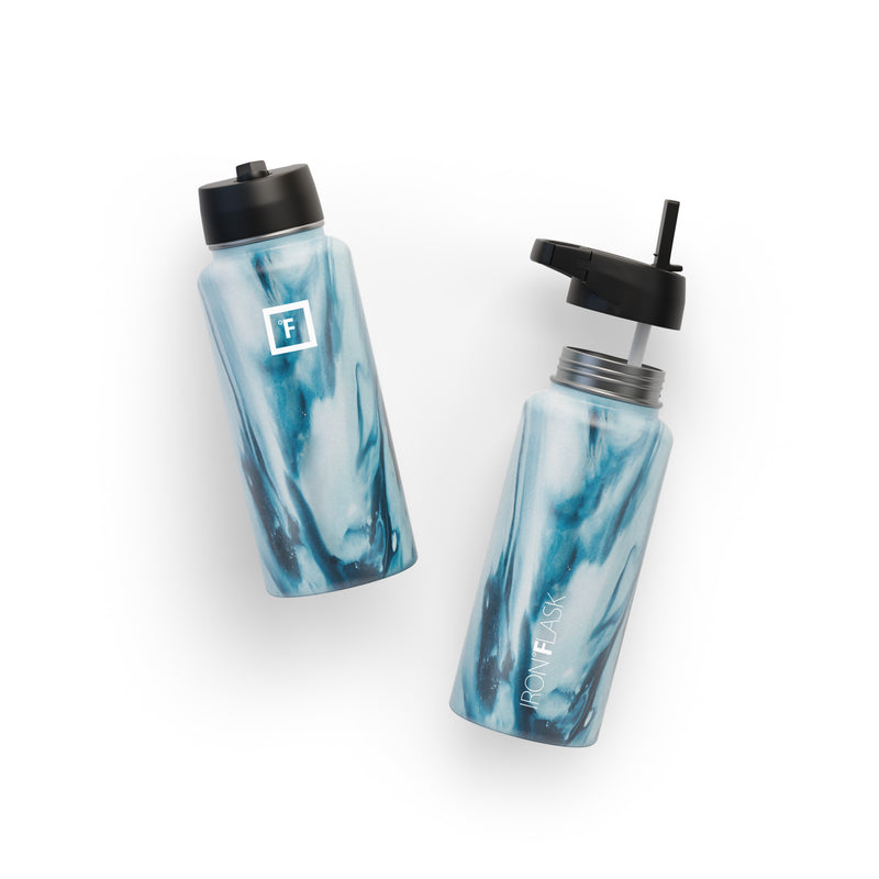 Iron Flask 32 Oz with Straw Lid Wide Mouth Bottle Ocean | 016ZKWSHV