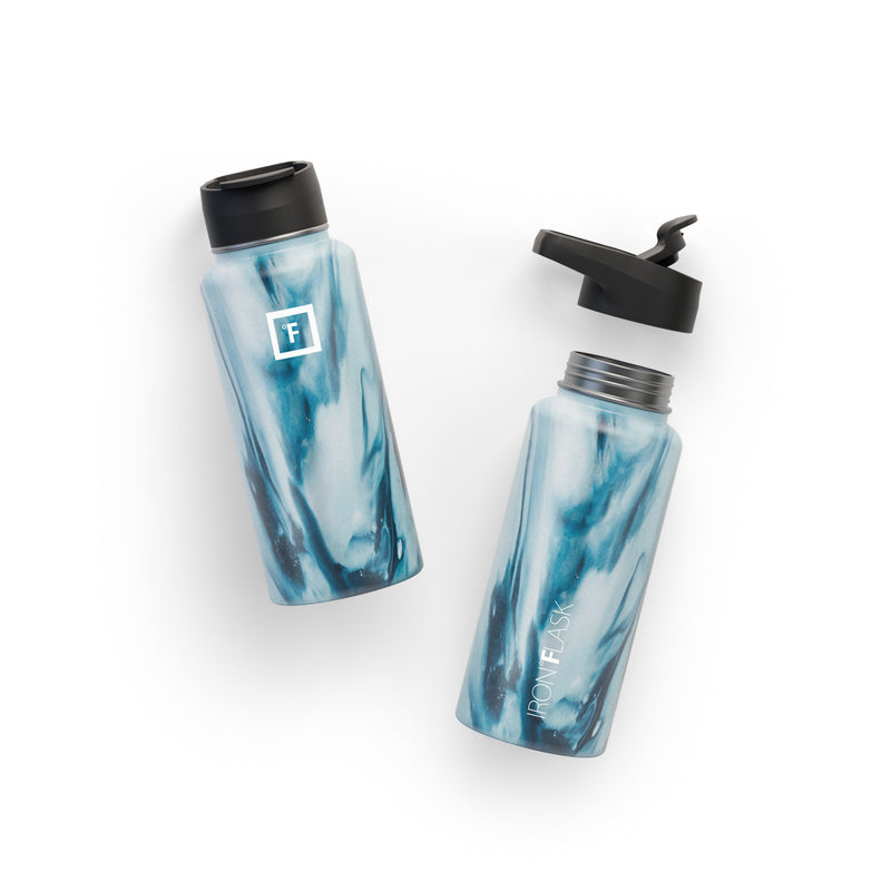 Iron Flask 32 Oz with Straw Lid Wide Mouth Bottle Ocean | 016ZKWSHV