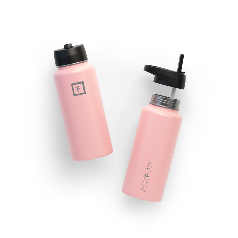 Iron Flask 32 Oz with Straw Lid Wide Mouth Bottle Rose | 421TONFSE