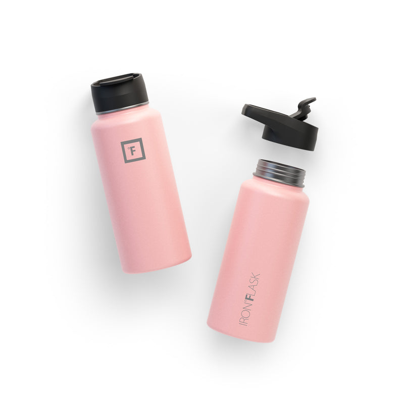 Iron Flask 32 Oz with Straw Lid Wide Mouth Bottle Rose | 421TONFSE