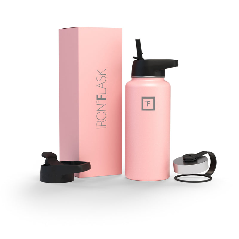 Iron Flask 32 Oz with Straw Lid Wide Mouth Bottle Rose | 421TONFSE