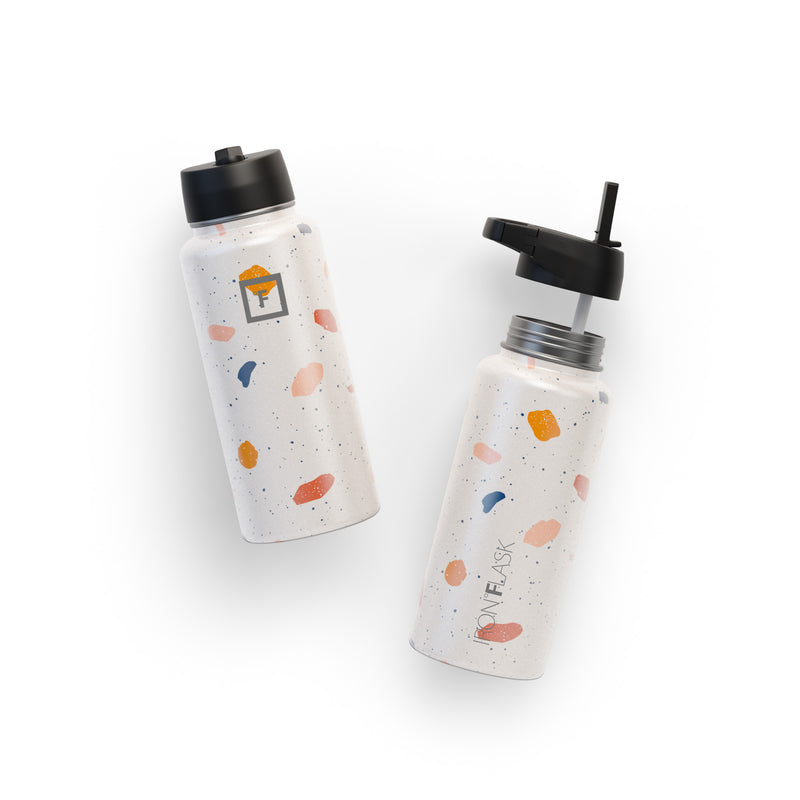 Iron Flask 32 Oz with Straw Lid Wide Mouth Bottle Terrazzo | 514HNTDUM