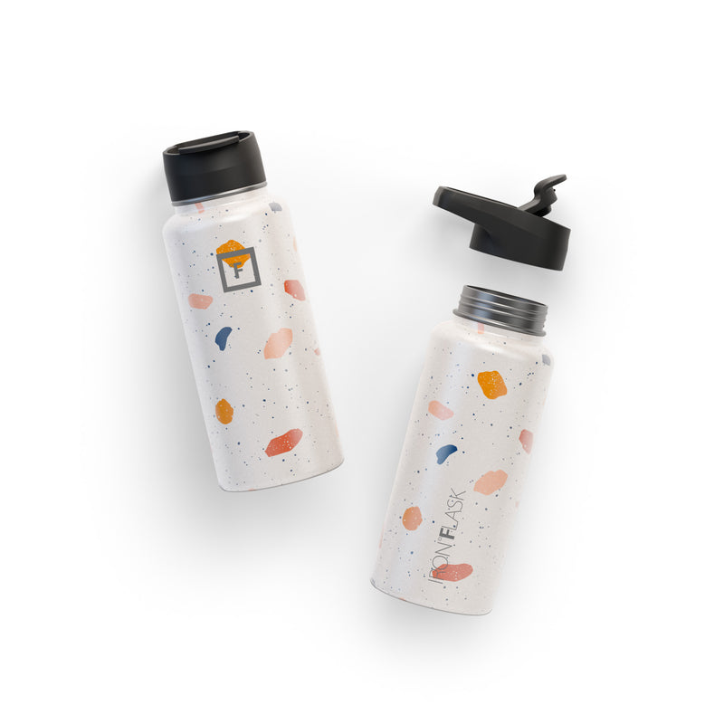 Iron Flask 32 Oz with Straw Lid Wide Mouth Bottle Terrazzo | 514HNTDUM