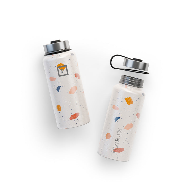 Iron Flask 32 Oz with Straw Lid Wide Mouth Bottle Terrazzo | 514HNTDUM
