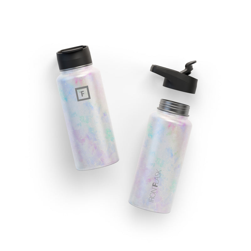 Iron Flask 32 Oz with Straw Lid Wide Mouth Bottle Pearl | 321CSNRZT