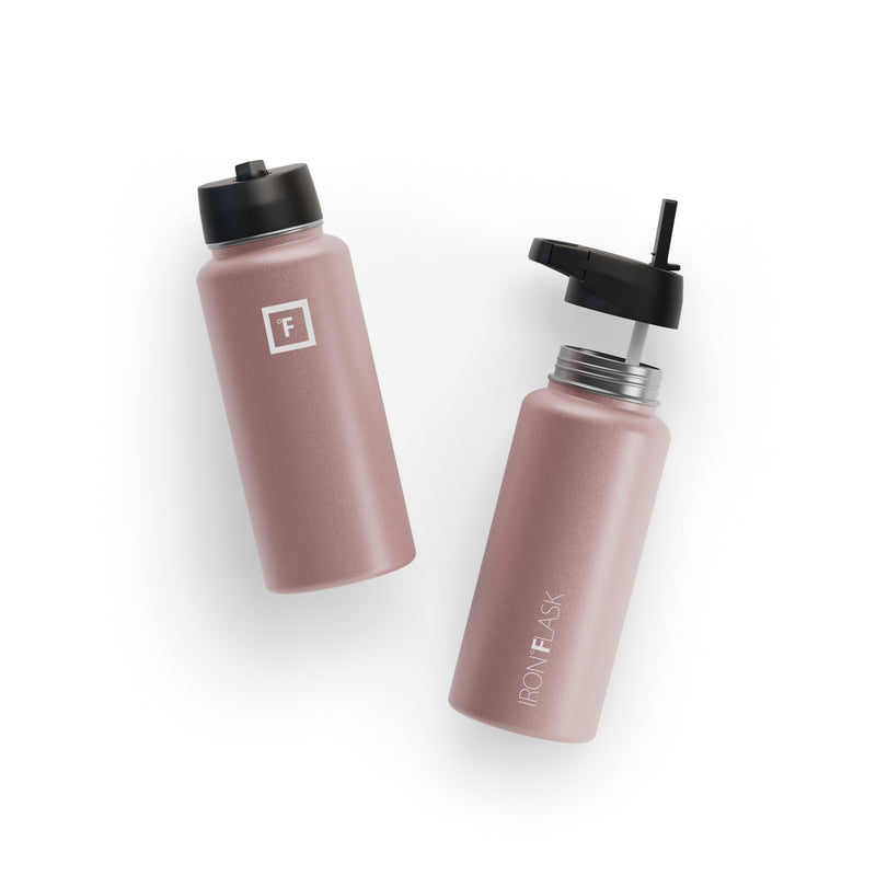 Iron Flask 32 Oz with Straw Lid Wide Mouth Bottle Rose Gold | 834UREFCP