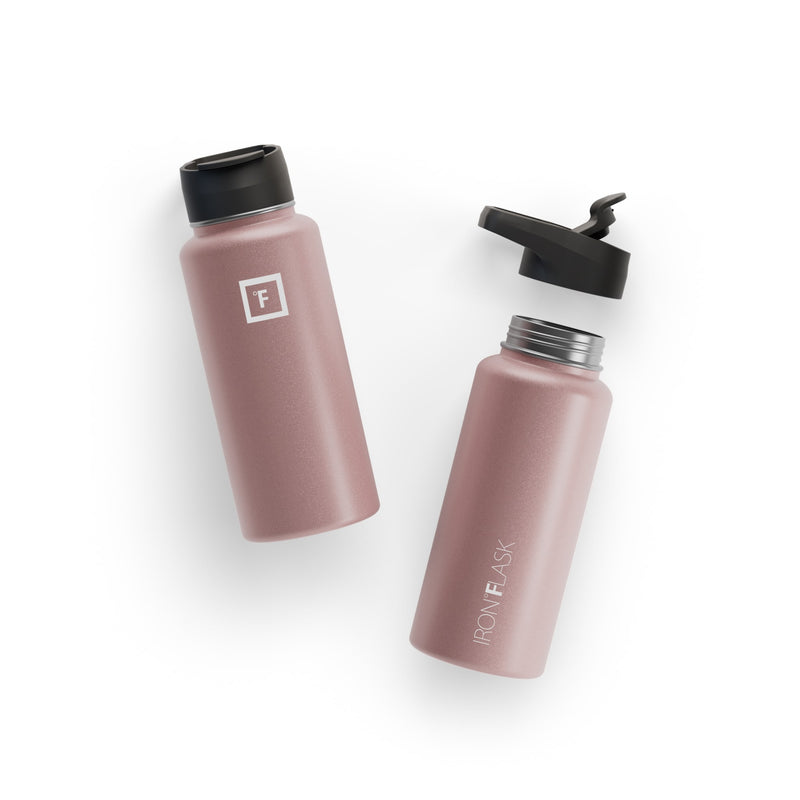 Iron Flask 32 Oz with Straw Lid Wide Mouth Bottle Rose Gold | 834UREFCP