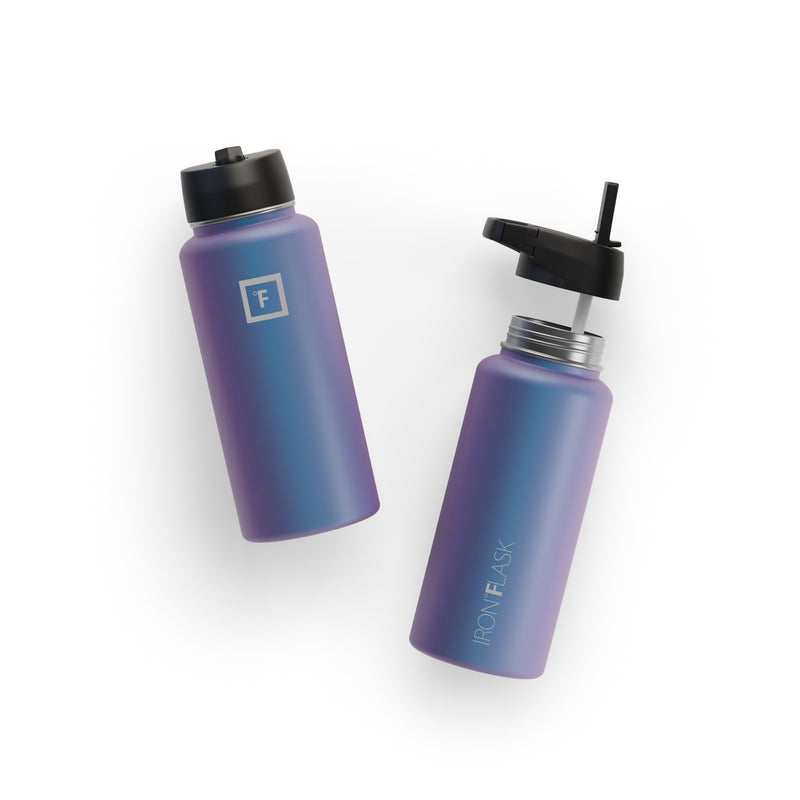 Iron Flask 32 Oz with Straw Lid Wide Mouth Bottle Aurora | 098VMENCD