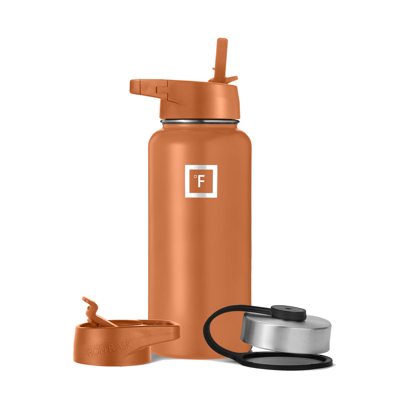 Iron Flask 32 Oz with Straw Lid Wide Mouth Bottle Clementine | 137EYGLTH