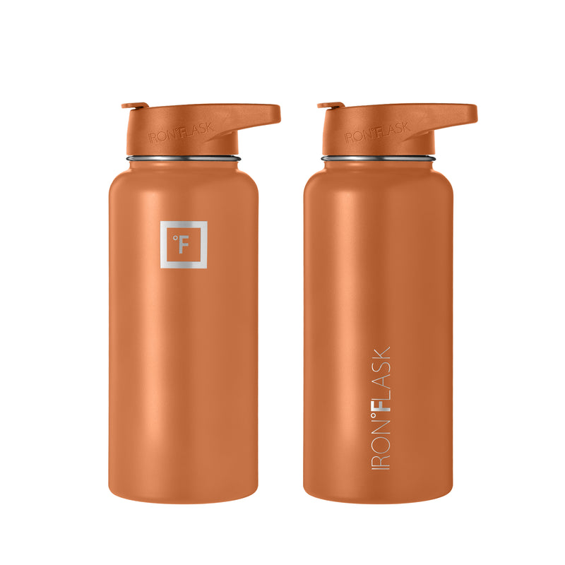 Iron Flask 32 Oz with Straw Lid Wide Mouth Bottle Clementine | 137EYGLTH