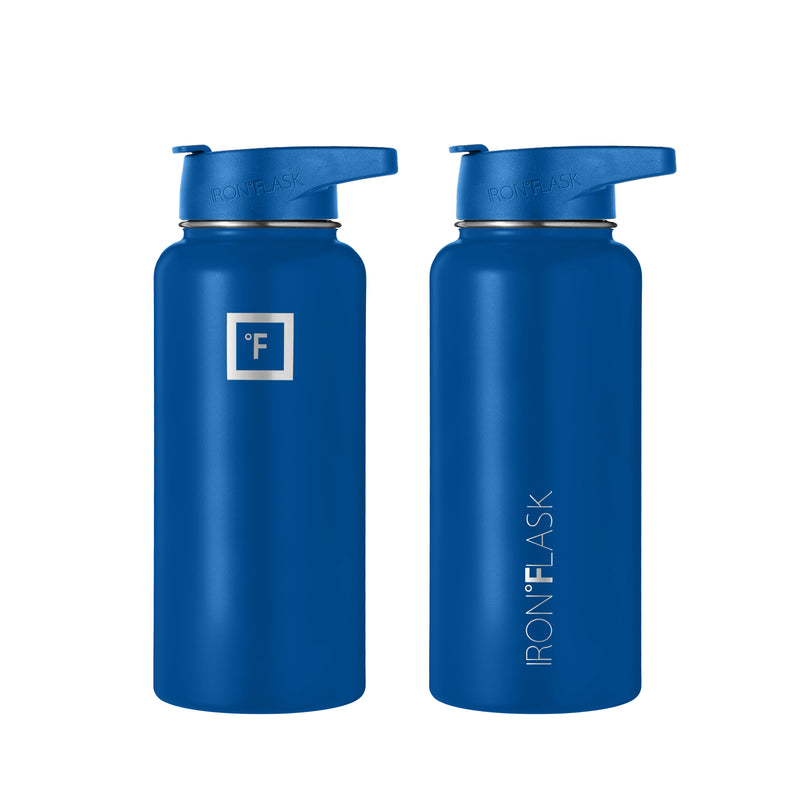 Iron Flask 32 Oz with Straw Lid Wide Mouth Bottle Deep Blue | 542HNBCDU