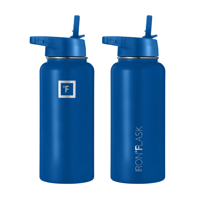 Iron Flask 32 Oz with Straw Lid Wide Mouth Bottle Deep Blue | 542HNBCDU