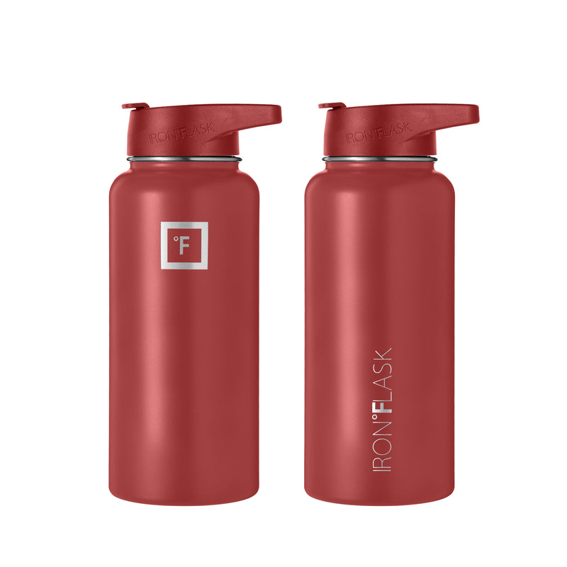 Iron Flask 32 Oz with Straw Lid Wide Mouth Bottle Red | 629PYIFAG
