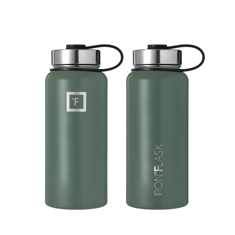 Iron Flask 32 Oz with Straw Lid Wide Mouth Bottle Olive | 837WQVHFG