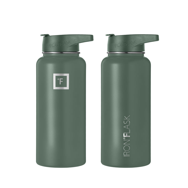 Iron Flask 32 Oz with Straw Lid Wide Mouth Bottle Olive | 837WQVHFG