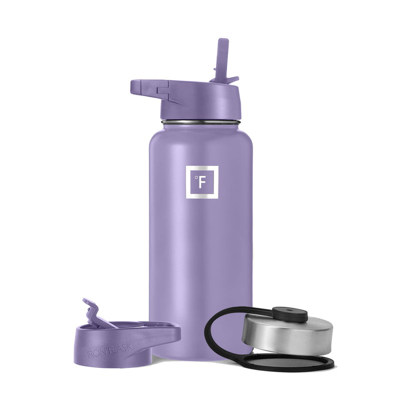 Iron Flask 32 Oz with Straw Lid Wide Mouth Bottle Lavender | 193YRUFOW