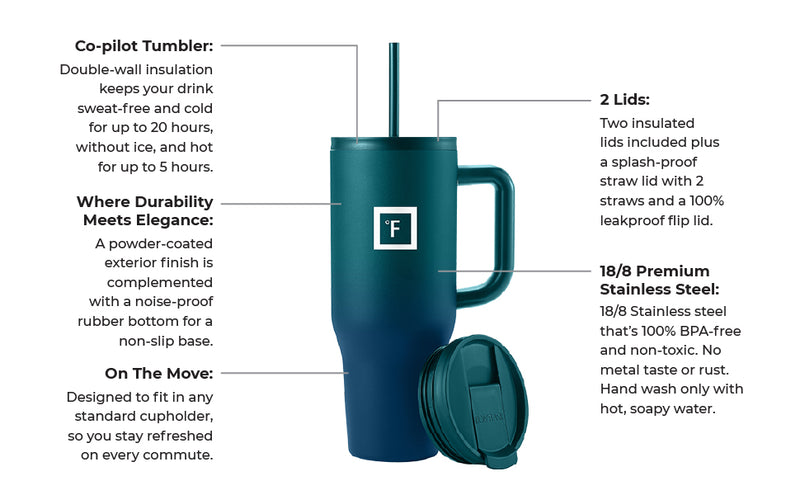 Iron Flask 40 Oz Co Pilot Tumbler Olive | 591SCPYHR