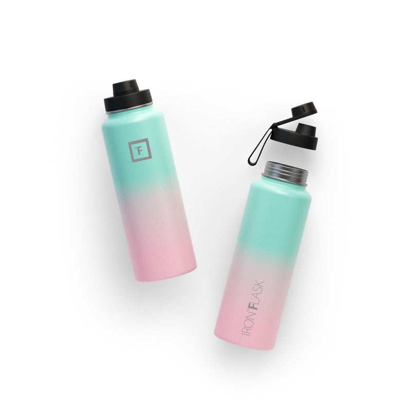 Iron Flask 40 Oz with Spout Lid Wide Mouth Bottle Bubble Gum | 478NUCFGH